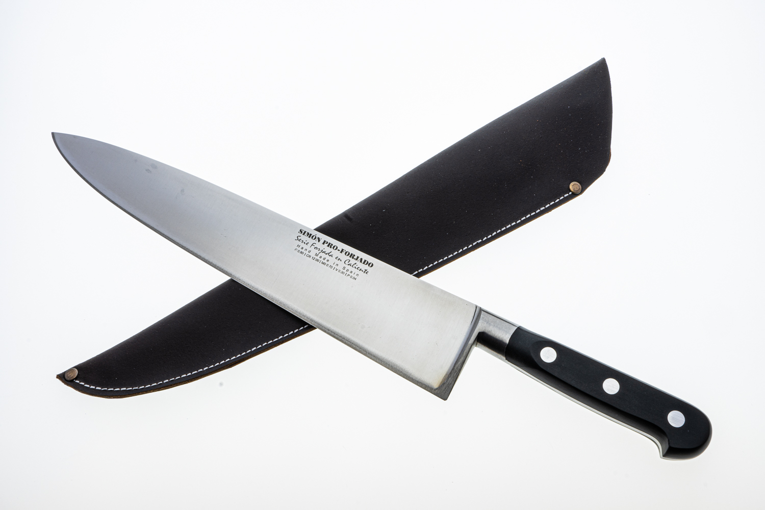 Large Official Chef´s knife Simón PRO Forjado with leather seath